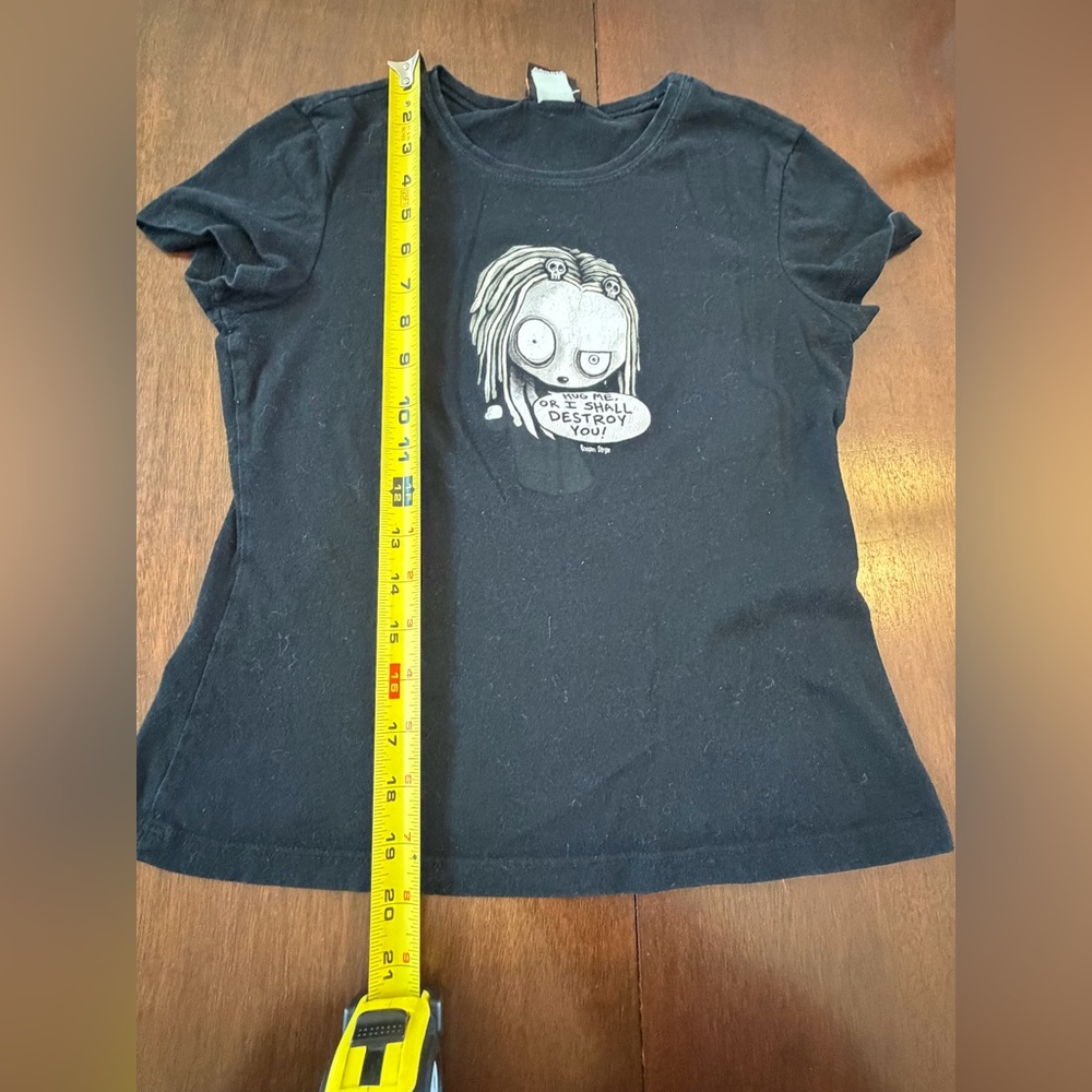 Mighty Fine Doe Lenore Roman Dirge Y2K Black Graphic Short Sleeve T-Shirt Top - Picture 11 of 12